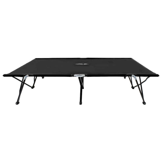 Sun Lounger Black Steel frame Double Foldable Sun Lounger