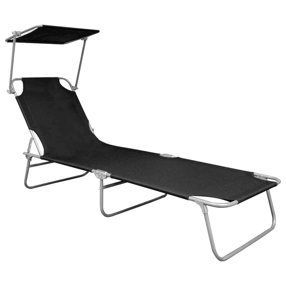 Sunlounger Black Powder-coated aluminum Standard Foldable