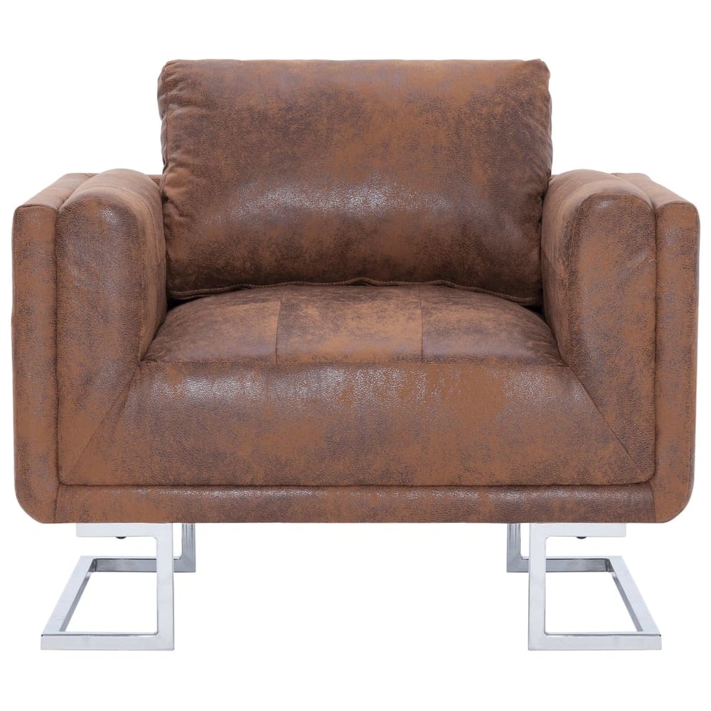 vidaXL Cube Armchair Brown Faux Suede Leather, 282264