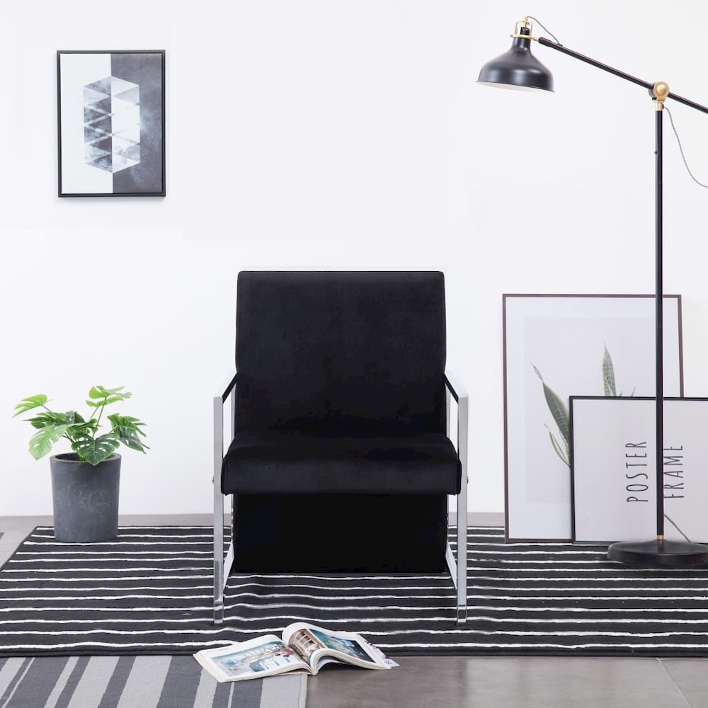 Armchair Black Velvet Standard Ergonomic Armchair Rectangular