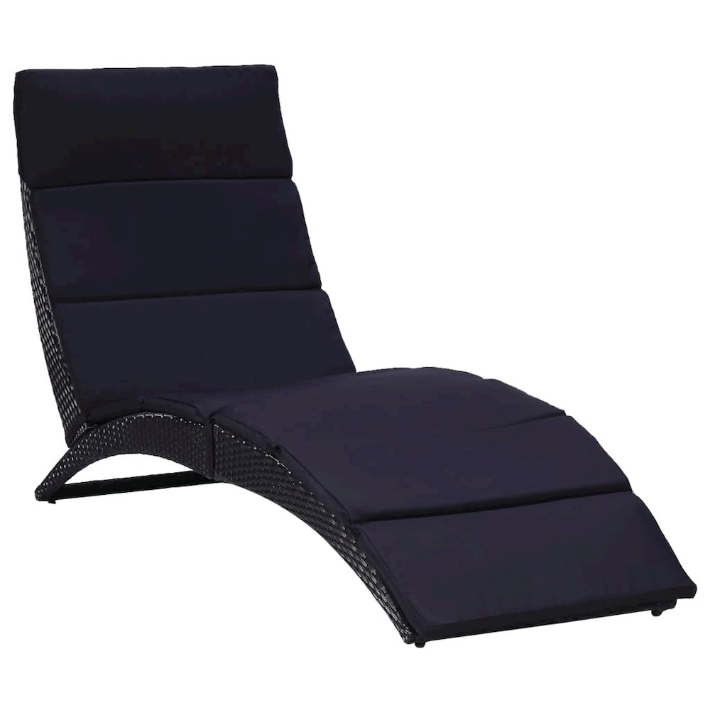 Sunbed Grey Poly Rattan Standard Foldable Folding Sun Lounger