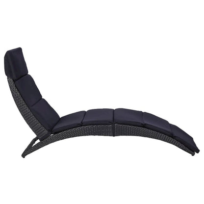 Sunbed Grey Poly Rattan Standard Foldable Folding Sun Lounger