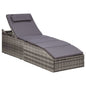 Sunbed Grey rattan and dark grey cushion