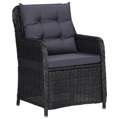 Rattan Chair Set of 2 Black and Dark Grey