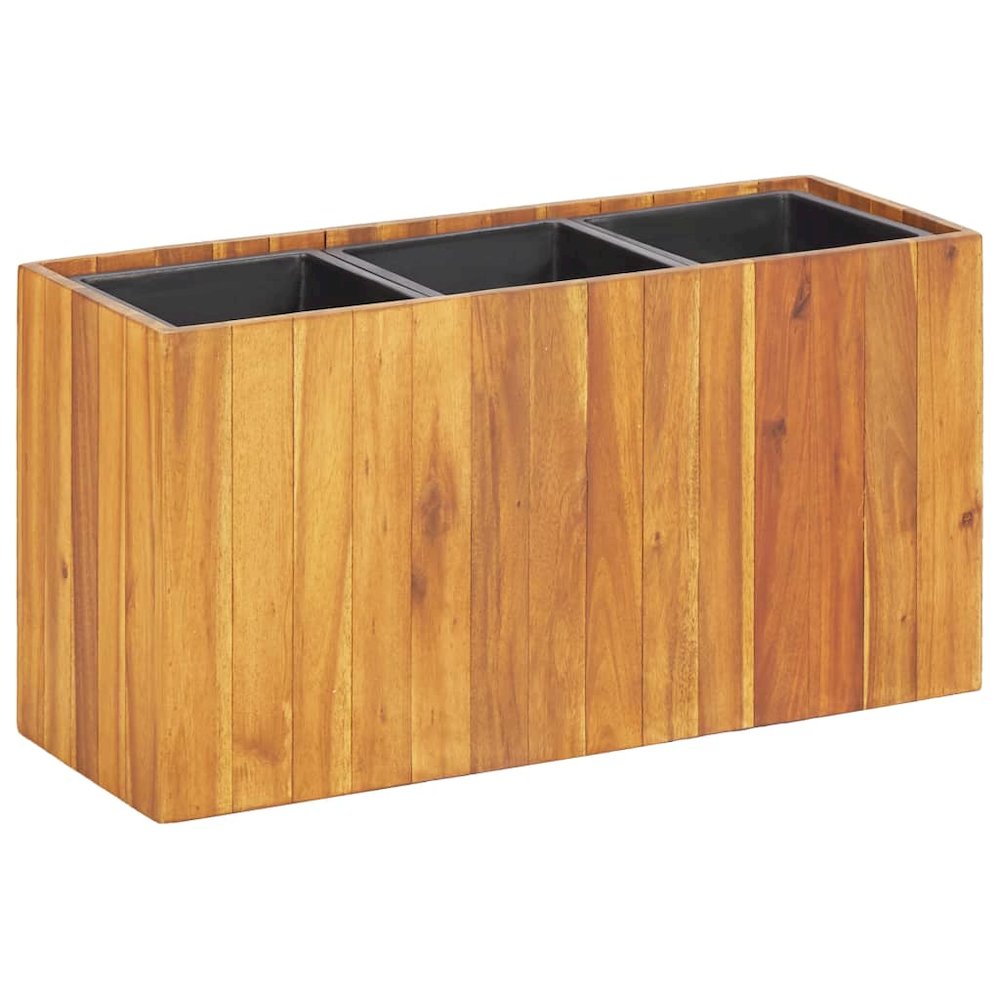 vidaXL Garden Raised Bed with 3 Pots Solid Acacia Wood, 46572