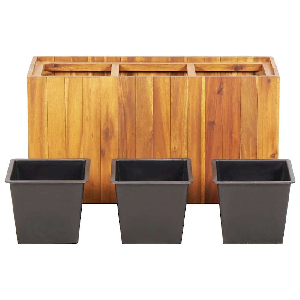 vidaXL Garden Raised Bed with 3 Pots Solid Acacia Wood, 46572