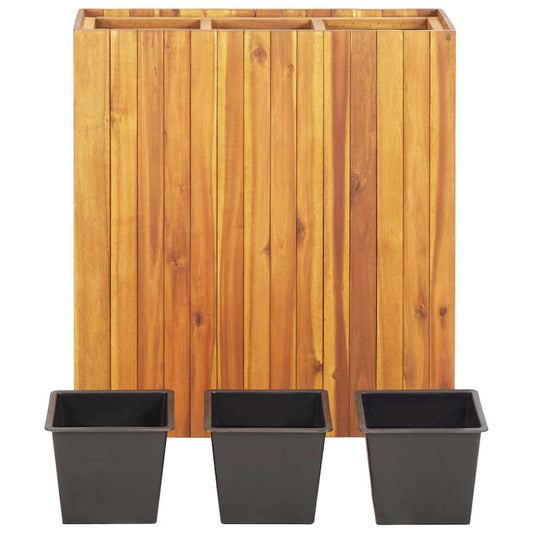 vidaXL Garden Raised Bed with 3 Pots Solid Acacia Wood, 46573
