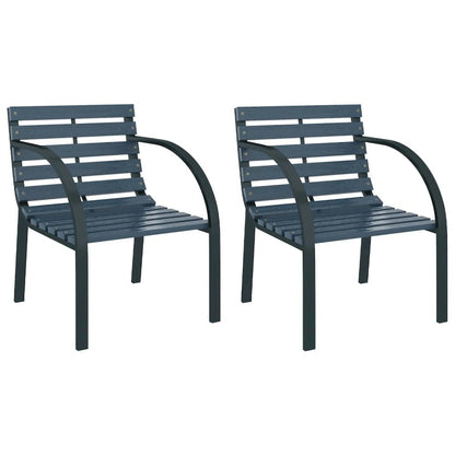 Garden Chair Set of 2 Gray Wood and Steel Medium Durable
