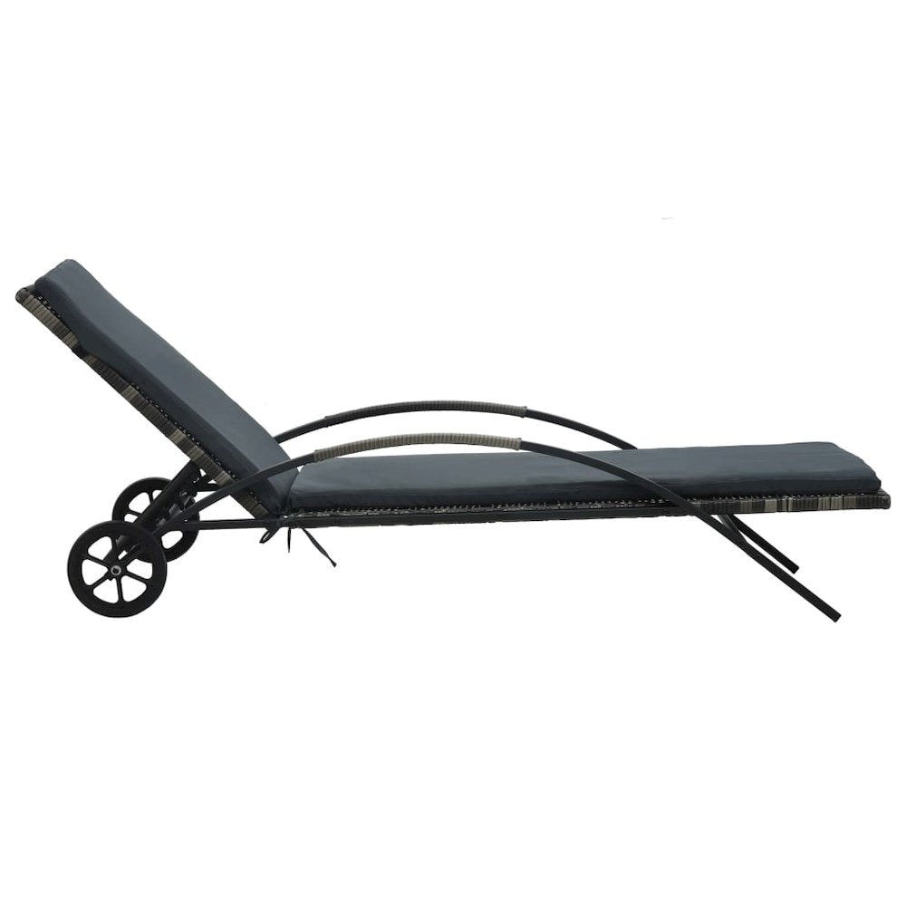 Sun Lounger Anthracite PE rattan 78.7 in long and 25.6 in wide