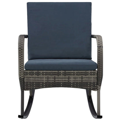 Rocking Chair Anthracite PE Rattan, Powder-coated Steel, Polyester