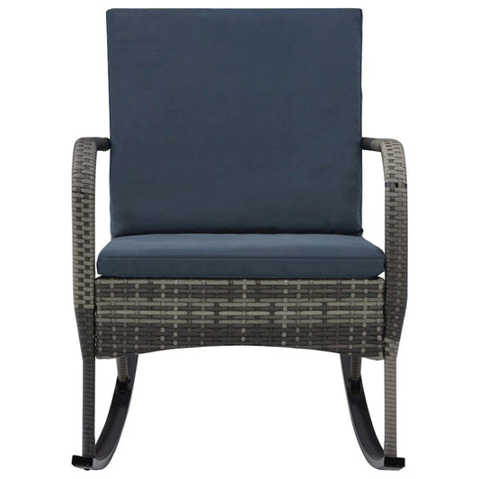 Rocking Chair Anthracite PE Rattan, Powder-coated Steel, Polyester