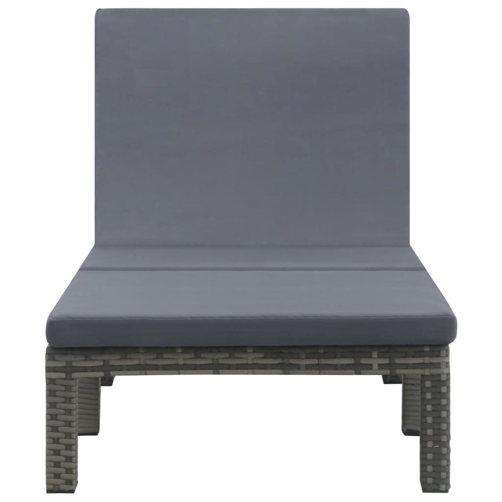 Sun Lounger Anthracite PE Rattan, Powder-Coated Steel, 100% Polyester