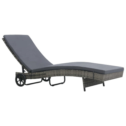 Sunlounger Anthracite PE (Polyethylene) Rattan Large