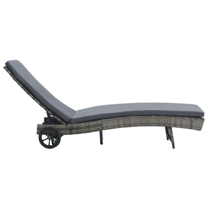 Sunlounger Anthracite PE (Polyethylene) Rattan Large