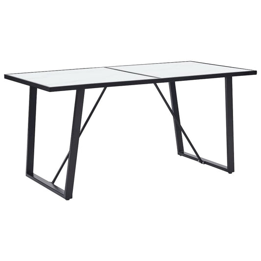 vidaXL Dining Table White 63"x31.5"x29.5" Tempered Glass, 281553
