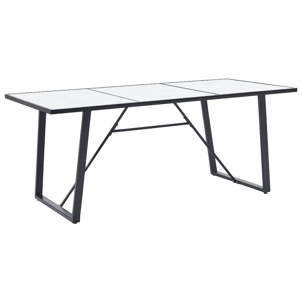 vidaXL Dining Table White 70.9"x35.4"x29.5" Tempered Glass, 281554