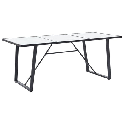 vidaXL Dining Table White 70.9"x35.4"x29.5" Tempered Glass, 281554