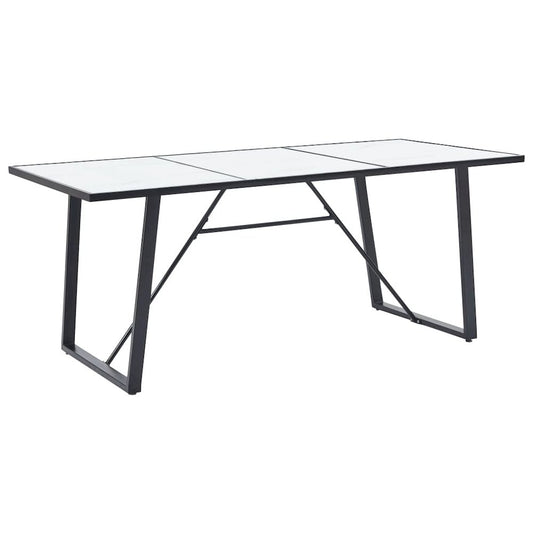 vidaXL Dining Table White 70.9"x35.4"x29.5" Tempered Glass, 281554
