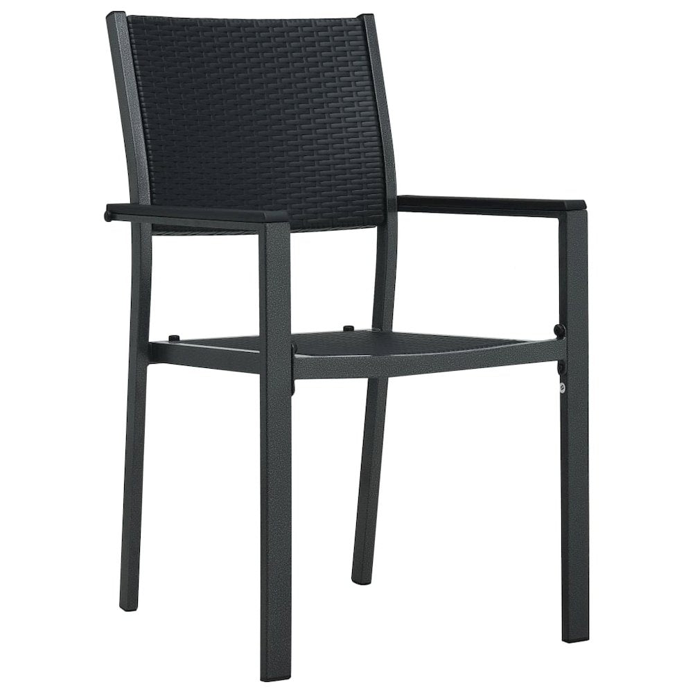 Garden Chair Set of 4 Black Plastic, Steel Standard Lightweight