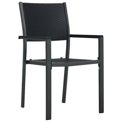 Garden Chair Set of 4 Black Plastic, Steel Standard Lightweight