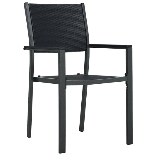 Garden Chair Set of 4 Black Plastic, Steel Standard Lightweight