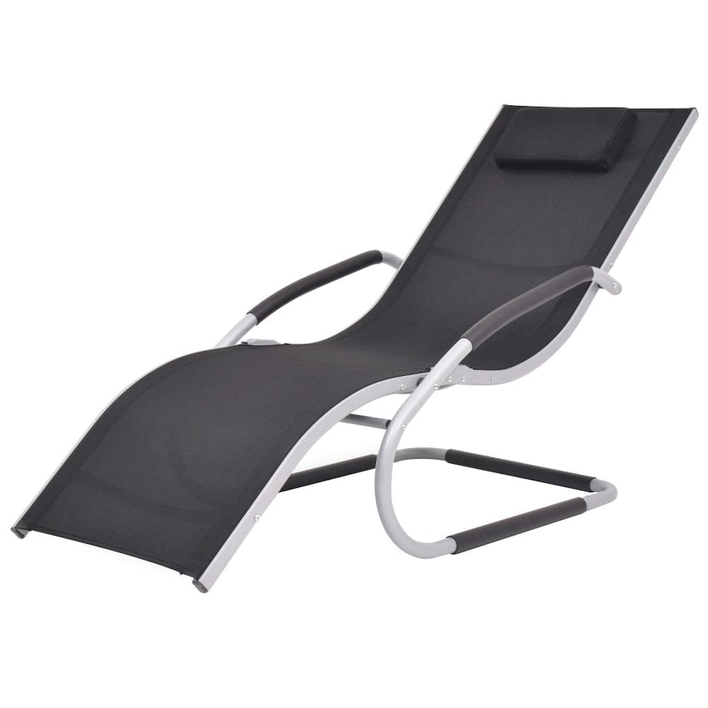Sun Lounger Black and Grey Textilene fabric, Aluminum Standard