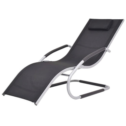 Sun Lounger Black and Grey Textilene fabric, Aluminum Standard