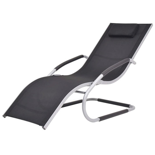 Sun Lounger Black and Grey Textilene fabric, Aluminum Standard