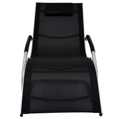 Sun Lounger Black and Grey Textilene fabric, Aluminum Standard