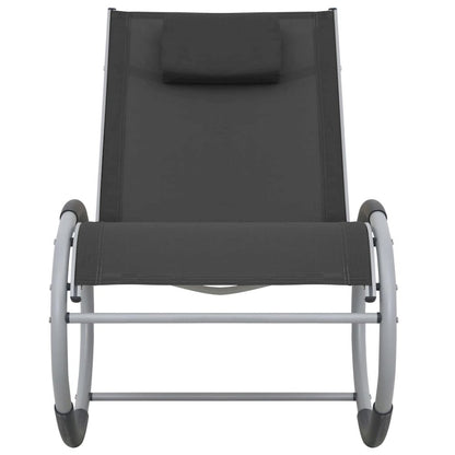 Rocking Chair Black and Grey Aluminum, Textilene, Iron Standard