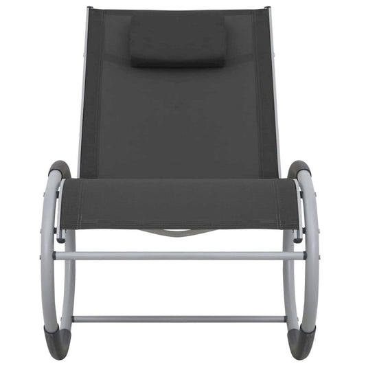 Rocking Chair Black and Grey Aluminum, Textilene, Iron Standard
