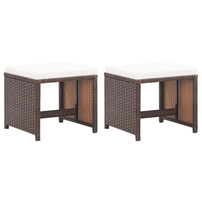 Stool Set of 2 Brown + cream white (cushion)