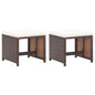 Stool Set of 2 Brown + cream white (cushion)