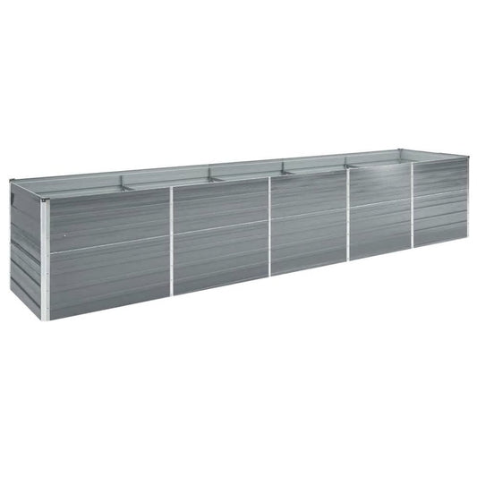 vidaXL Garden Raised Bed Galvanized Steel 157.5"x31.5"x30.3" Gray