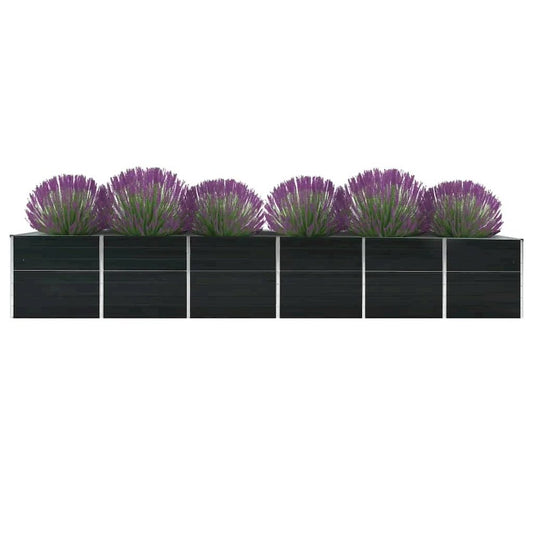 vidaXL Garden Raised Bed Galvanized Steel 189"x31.5"x30.3" Anthracite