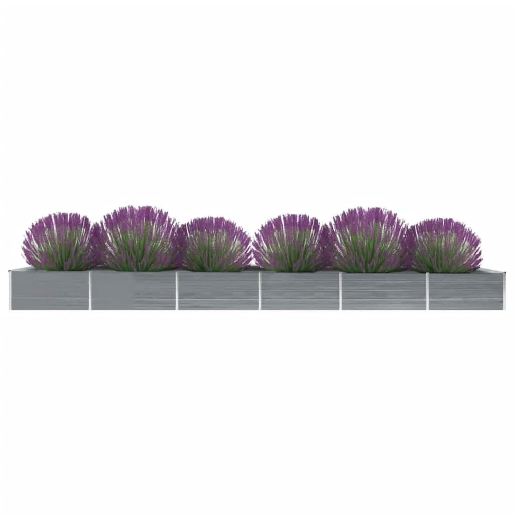 vidaXL Garden Raised Bed Galvanized Steel 236.2"x31.5"x17.7" Gray