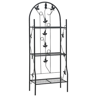 vidaXL 3-Layer Plant Rack Black 20.5"x11"x50.4" Iron 7097