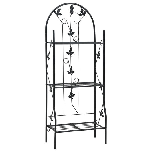 vidaXL 3-Layer Plant Rack Black 20.5"x11"x50.4" Iron 7097