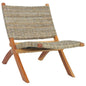 Relaxing Chair Natural Brown Kubu Rattan and Solid Mahogany Medium