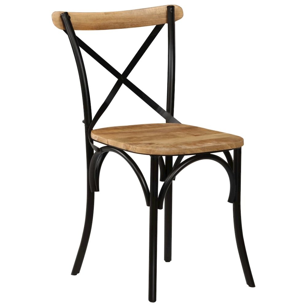 Cross Chair Set of 4 Multicolor Solid mango wood, Steel Standard