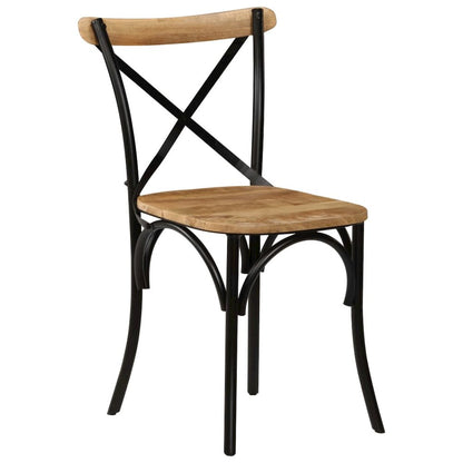 Cross Chair Set of 4 Multicolor Solid mango wood, Steel Standard
