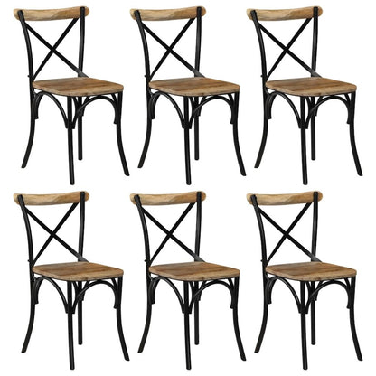 Cross Chair Set of 6 Black Solid Mango Wood Medium Durable