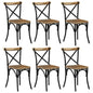 Cross Chair Set of 6 Black Solid Mango Wood Medium Durable