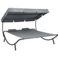 Sun Lounger Grey Polyester, Powder-Coated Steel