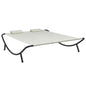 Sun Lounger Cream Oxford Fabric, Polyester, Steel Large