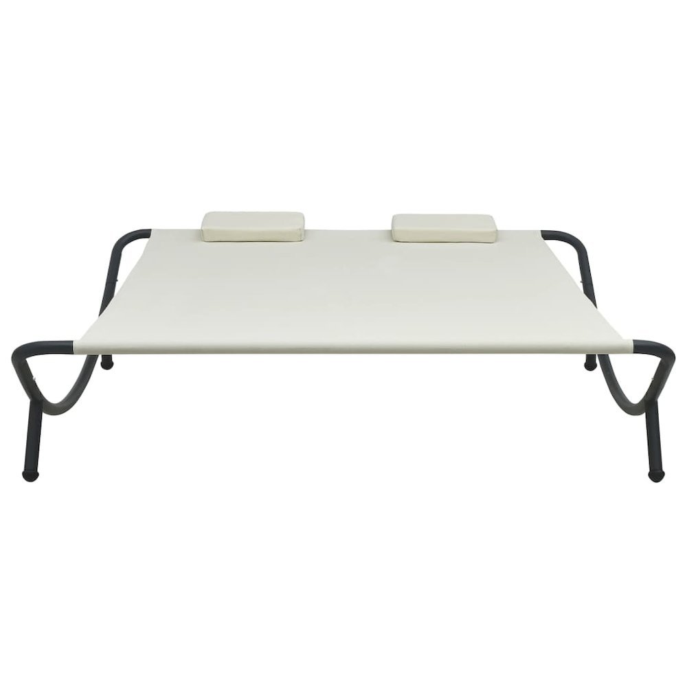 Sun Lounger Cream Oxford Fabric, Polyester, Steel Large