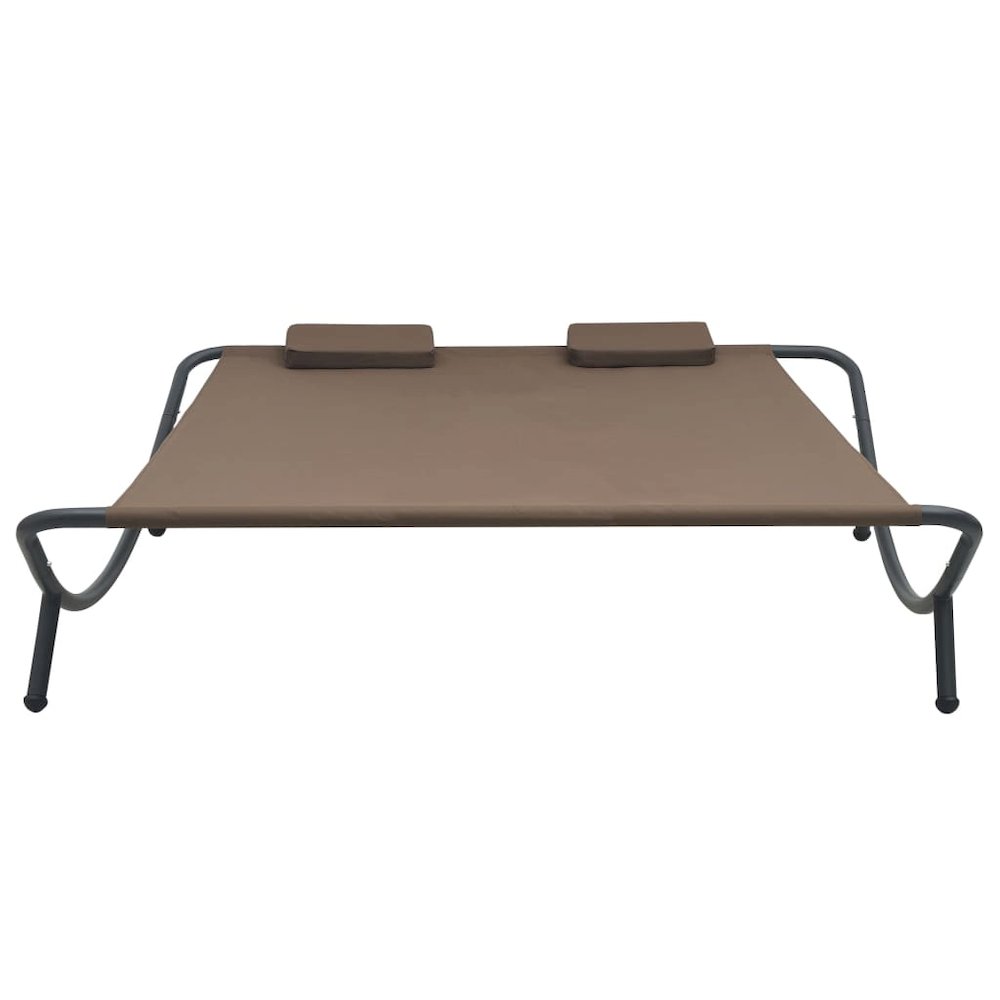 Sun Lounger Brown Oxford Fabric, Steel Double Sun Lounger