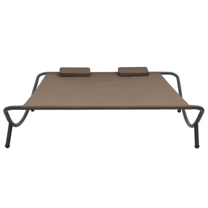 Sun Lounger Brown Oxford Fabric, Steel Double Sun Lounger
