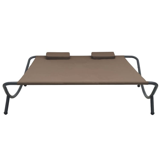 Sun Lounger Brown Oxford Fabric, Steel Double Sun Lounger