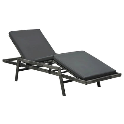 Sunlounger Grey PE rattan Standard Adjustable Footrests